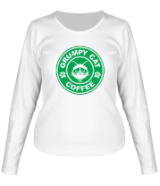 Женская футболка с длинным рукавом Grumpy cat coffee