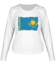 Женская футболка с длинным рукавом Флаг Казахстана