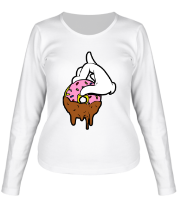 Женская футболка с длинным рукавом Пончик и рука