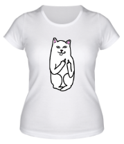 Купить футболку женскую Кот показывающий фак