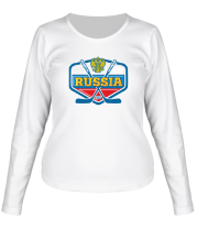 Женская футболка с длинным рукавом Россия. Хоккей.