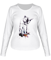 Женская футболка с длинным рукавом Кошка против Микки Мауса