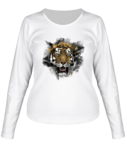 Женская футболка с длинным рукавом Акварельный тигр