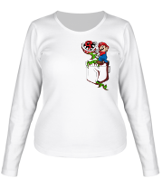 Женская футболка с длинным рукавом Карманный Марио